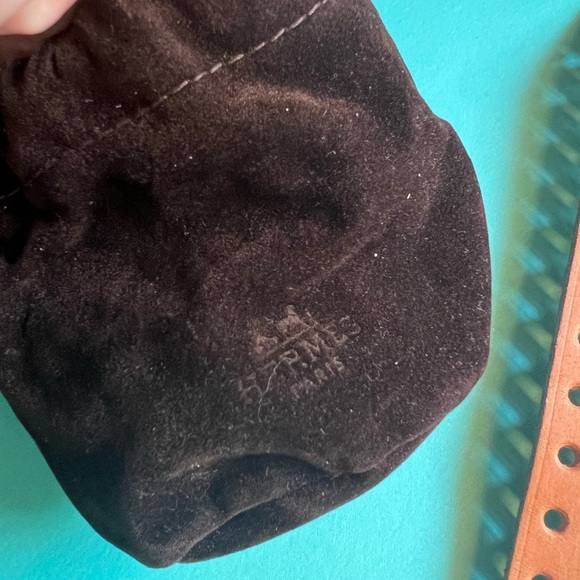 Hermes Perforated Brown Cowhide Leather Silver Tone Bracelet RARE!!! - Picture 16 of 16